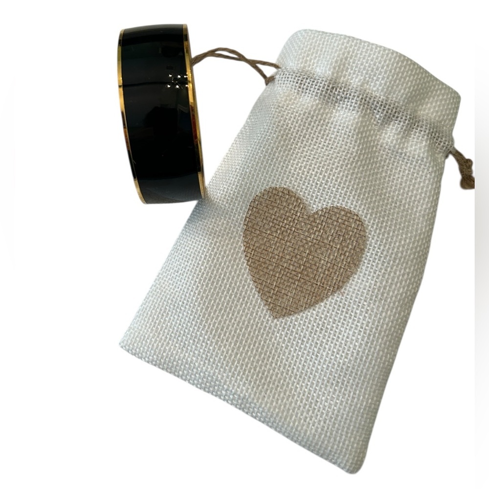 J. Crew Gold-Tone black enamel bangle cuff bracelet in bag